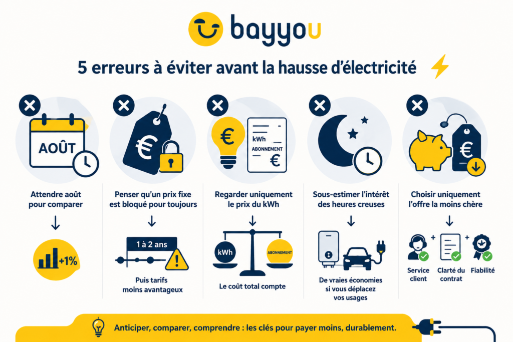les 5 erreurs à éviter avant la hausse d’électricité du 1er août 2026