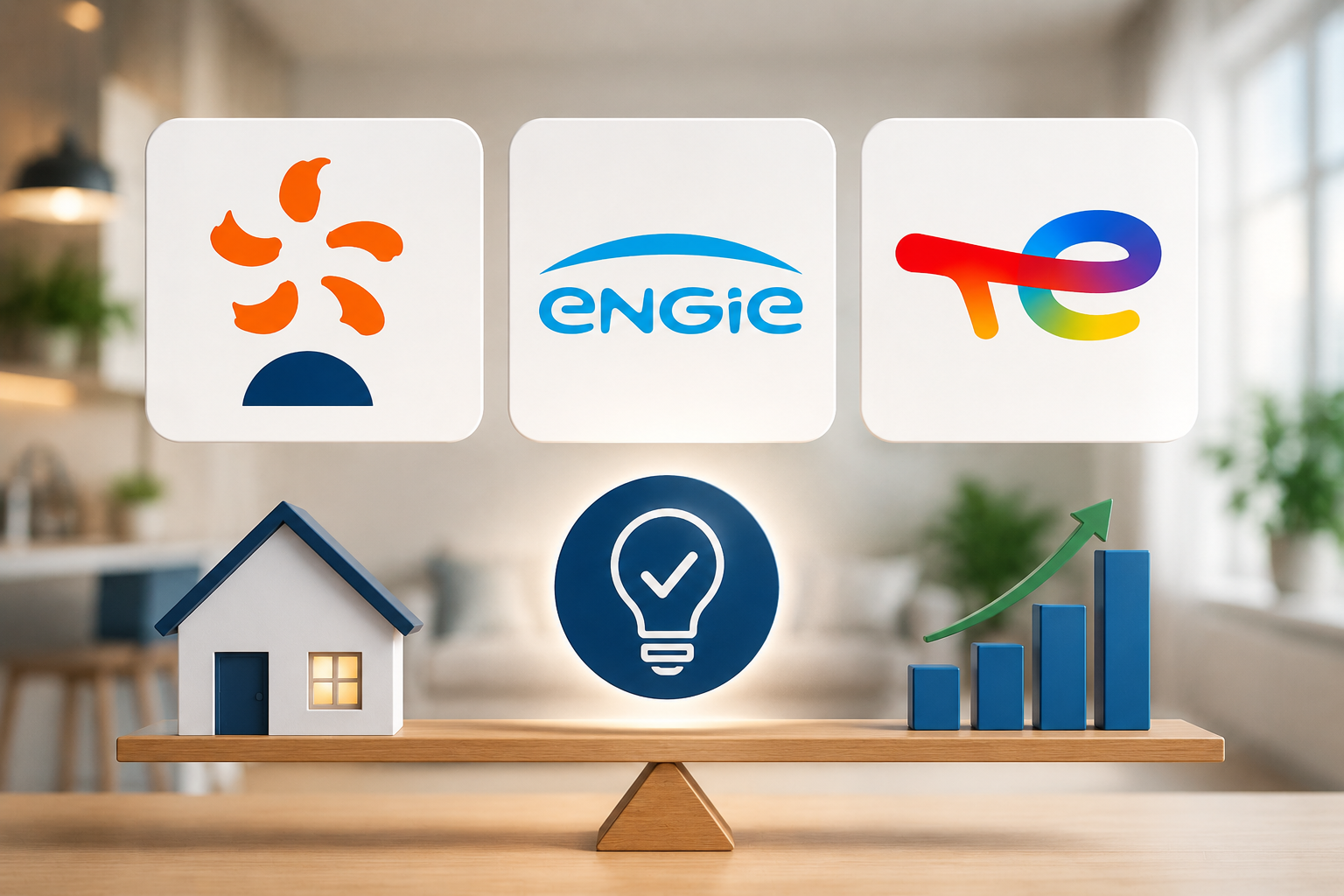 Comparaison des fournisseurs d'électricité EDF, ENGIE et TotalEnergies