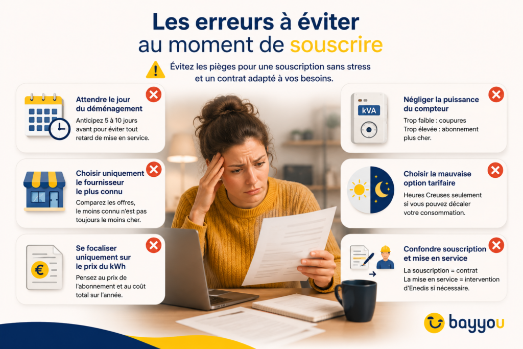 Souscrire un contrat d'électricité: les principales erreurs à éviter avant de choisir son fournisseur.