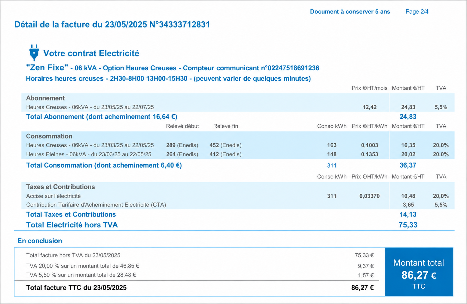 lire sa facture d’électricité pour repérer une offre inadaptée